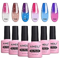 Aimeili Mood Changing Nail Polish Gel Soak Off U V Led Chameleon Gel Nail Polish Set Of 6Pcs X 10Ml Kit Set 14