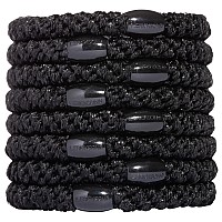 L. Erickson Grab & Go Pony - Black Metallic - 8 Pack Ponytail Holder Hair Ties