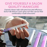 Bona Fide Beauty Glass Nail Files Kit In Purple Glass Cuticle Trimmer Set With Mini Glass Nail File Regular File And Glass C