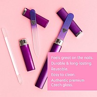 Bona Fide Beauty Glass Nail Files Kit In Purple Glass Cuticle Trimmer Set With Mini Glass Nail File Regular File And Glass C