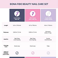 Bona Fide Beauty Glass Nail Files Kit In Purple Glass Cuticle Trimmer Set With Mini Glass Nail File Regular File And Glass C