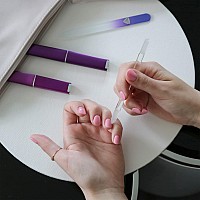 Bona Fide Beauty Glass Nail Files Kit In Purple Glass Cuticle Trimmer Set With Mini Glass Nail File Regular File And Glass C