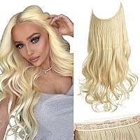 Sarla Invisible Wire Hair Extensions With 3 Clips Long Synthetic Wavy Curly Hairpiece Adjustable Transparent Headband For Women