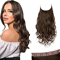 Sarla Invisible Wire Hair Extensions With 3 Clips Long Synthetic Wavy Curly Hairpiece Adjustable Transparent Headband For Women