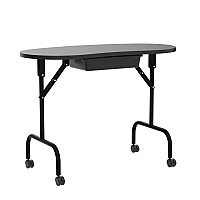 Yaheetech 37-Inch Portable & Foldable Manicure Table Nail Desk Workstation With Large Drawer/Client Wrist Pad/Controllable Wheels/Carrying Case For Spa Beauty Salon Black