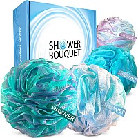 Shower Bouquet Loofah Bathsponge Swirlsetxl75G Extralarge Mesh Pouf 4 Pack Color Swirls Luffa Loofa Loufa Puff Scrubber