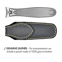 gERMANIKURE Professional Nail clipper - FINOX Surgical Stainless Steel Manicure and Pedicure Tools in Leather case- Ethically Made in Solingen germany - Travel Size Nail care