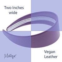 Motique Accessories 2 Inch Wide Leather Like Headband Solid Hair Band For Women And Girls Light Purple