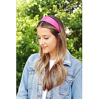 Motique Accessories 2 Inch Wide Leather Like Headband Solid Hair Band For Women And Girls Hot Pink