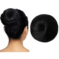 Sarla Black Hair Bun Extension Synthetic Drawstring Fake Ballet Bun For Women Girls Lady Updo Donut Chignon