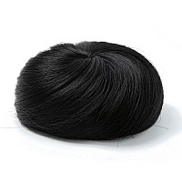 Sarla Black Hair Bun Extension Synthetic Drawstring Fake Ballet Bun For Women Girls Lady Updo Donut Chignon