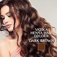 Dabur Vatika Henna Hair Color - Henna Hair Dye, Henna Hair Color And Conditioner, Zero Ammonia Henna For Strong And Shiny Hair, 100% Grey Coverage, 6 Sachets X 10G (Dark Brown)