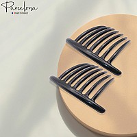 Parcelona French Twist 7 Teeth Large 4 Celluloid Set Of 2 Flexible Durable Side Hair Comb No Slip Styling Women Hair Accessori