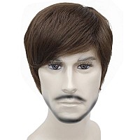 Kalyss Men's Short Straight Light Brown Hair wigs Heat Resistant Synthetic Hair Wig for Daily Life