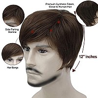 Kalyss Men's Short Straight Light Brown Hair wigs Heat Resistant Synthetic Hair Wig for Daily Life