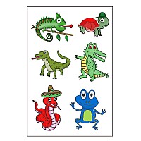 Premium Reptile Temporary Tattoos, Party Favors: crocodile, Turtle, Frog, chameleon, Komodo Dragon, Snake