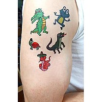 Premium Reptile Temporary Tattoos, Party Favors: crocodile, Turtle, Frog, chameleon, Komodo Dragon, Snake