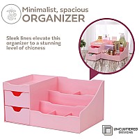 Uncluttered Designs Makeup Organizer With Drawers Cute Kawaii Countertop Storage For Cosmetics Pretty Vanity Holder For Perfu