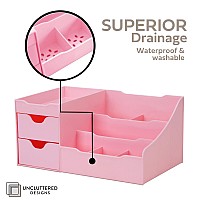 Uncluttered Designs Makeup Organizer With Drawers Cute Kawaii Countertop Storage For Cosmetics Pretty Vanity Holder For Perfu