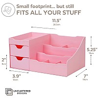 Uncluttered Designs Makeup Organizer With Drawers Cute Kawaii Countertop Storage For Cosmetics Pretty Vanity Holder For Perfu