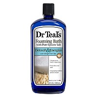 Dr Teal's Epsom Salt Detoxify and Energize Your Skin with Ginger and Clay Foaming Bath - 34 Oz - Moisturize Your Skin, Relieve Stress and Sore Muscles, Long Lasting Bubbles