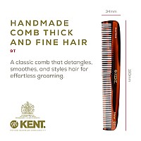 Kent 9T Tortoiseshell Fine Tooth And Wide Tooth Comb Detangler Hair Combs Large Handmade And Sawcut Dressing Comb Wet Hair