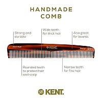 Kent 9T Tortoiseshell Fine Tooth And Wide Tooth Comb Detangler Hair Combs Large Handmade And Sawcut Dressing Comb Wet Hair