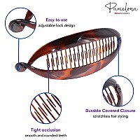 Parcelona French Effortless Mini Small Pair Of Brown Tortoise Shell N Black Banana Hair Clip For Fine Hair