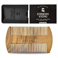 Striking Viking Sandalwood Beard And Mustache Comb Set Pocketsized Wooden Comb With Fine And Coarse Teeth Case Included Pe