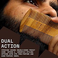 Striking Viking Sandalwood Beard And Mustache Comb Set Pocketsized Wooden Comb With Fine And Coarse Teeth Case Included Pe