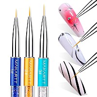 Makartt Nail Art Liner Brushes 7911Mm Fine Nail Art Brushes For Gel Polish 3Pcs Thin Nail Art Brush Nail Design Tools With Di