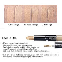 THESAEM cover Perfection Ideal concealer Duo (#1 clear Beige) Dual Type Full coverage concealer, High Adherence High Pigmented, No clumping in Wrinkles, crease-Proof concealer