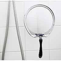 Jiben Fogless Shower Mirror With Power Locking Suction Cup Builtin Razor Hook And 360 Degree Rotating Adjustable Arm Personal