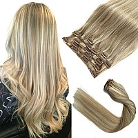 Clip In Hair Extensions Human Hair Clip In Extensions Dirty Blonde Balayage Blonde Highlights Real Hair Extensions Clip In Huma