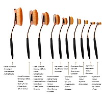 Yoseng Makeup Brushes Set 10Pcs Professional Oval Toothbrush Foundation Cream Contour Powder Blush Conceler Eyeliner Blending Br