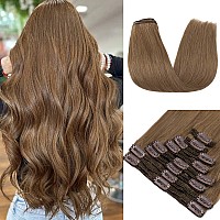 Mylady 160G Double Weft Clip In 100 Remy Human Hair Extensions 6 Light Brown Grade 7A Quality Full Head Thick Thickened Long