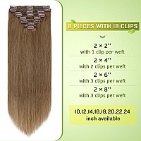 Mylady 160G Double Weft Clip In 100 Remy Human Hair Extensions 6 Light Brown Grade 7A Quality Full Head Thick Thickened Long