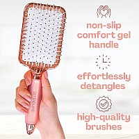 Lily England Professional Hair Brush Set for Women & Teen Girls - Perfect Valentine Gifts for Her - Paddle Brush, Blow-Drying Round Brush & Drying Vented Hair Brush for Hair Styling, Rose Gold