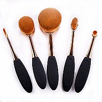 Yoseng Oval Foundation Brush 5 Pcs Toothbrush Makeup Brushesblack Handle Rose Gold