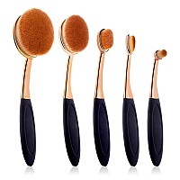 Yoseng Oval Foundation Brush 5 Pcs Toothbrush Makeup Brushesblack Handle Rose Gold