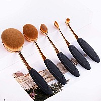 Yoseng Oval Foundation Brush 5 Pcs Toothbrush Makeup Brushesblack Handle Rose Gold