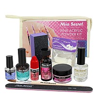 Mia Secret Pink Acrylic Powder Professional Full Nail Kit - 05, Contents: Liquid Monomer, Pink Powder, Primer, Nail Glue, Top Coat, 20 Nail Tips, Nail Brush, Emery Block, Nail File