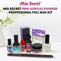 Mia Secret Pink Acrylic Powder Professional Full Nail Kit - 05, Contents: Liquid Monomer, Pink Powder, Primer, Nail Glue, Top Coat, 20 Nail Tips, Nail Brush, Emery Block, Nail File