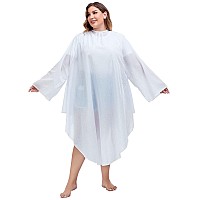 Professional Salon Client Nylon Hair Cutting Cape Gown, Barber Haircut Cape with Sleeves - White