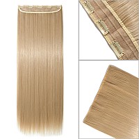 Snoilite Elegant 3076Cm Longest Straight Dark Blonde Mix Bleach Blonde 34 Full Head One Piece 5 Clips Clip In Hair Extensio