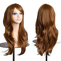 Aneshe Wigs 28 Long Wavy Hair Heat Resistant Cosplay Wig For Women Light Brown