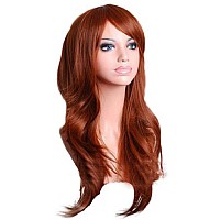 Aneshe Wigs 28 Long Wavy Hair Heat Resistant Cosplay Wig For Women Light Brown