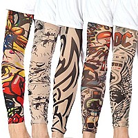 AKStore 20PcS Set Arts Fake Temporary Tattoo Arm Sunscreen Sleeves Designs Tiger, crown Heart, Skull, Tribal and Etc