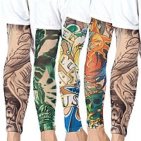 AKStore 20PcS Set Arts Fake Temporary Tattoo Arm Sunscreen Sleeves Designs Tiger, crown Heart, Skull, Tribal and Etc