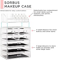 Sorbus Clear Cosmetic Makeup Organizer - Make Up & Jewelry Storage, Case & Display - Spacious Design - Great Holder for Dresser, Bathroom, Vanity & Countertop (3 Large, 4 Small Drawers)